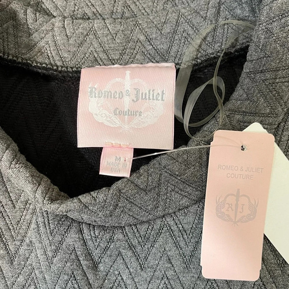 Romeo & Juliet NWT Gray Stitched Chevron Short Sleeve Sweatshirt Medium Women’s - Picture 8 of 11
